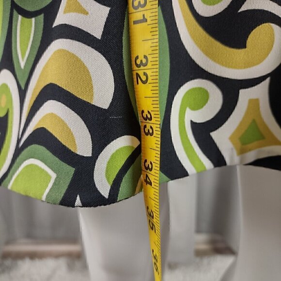 Kim Rogers Signature Petite Green White Black, Tan, Patterned Midi Dress Size 4P - Picture 6 of 11